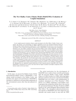 The New Hadley Centre Climate Model (Hadgem1): Evaluation of Coupled Simulations