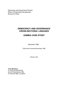 Democracy and Governance Cross-Sectoral Linkages Zambia Case Study