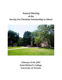 Annual Meeting of the Society for Christian Scholarship in Music