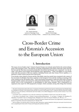 Cross-Border Crime and Estonia's Accession to the European Union*1