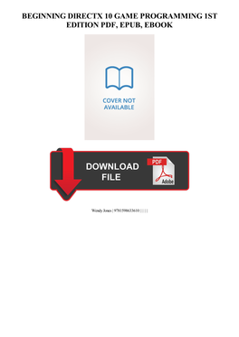 PDF Download Beginning Directx 10 Game Programming 1St Edition Kindle