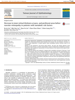 Decrease in Inner Retinal Thickness at Para- and Perifoveal Areas Before Vascular Retinopathy in Patients with Metabolic Risk Factors