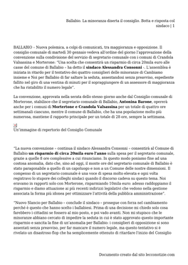 Ballabio. La Minoranza Diserta Il Consiglio. Botta E Risposta Col Sindaco | 1