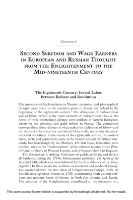 Second Serfdom and Wage Earners in European and Russian Thought from the Enlightenment to the Mid-Nineteenth Century