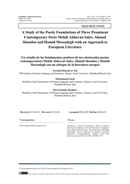 A Study of the Poetic Foundations of Three Prominent Contemporary
