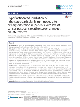 Hypofractionated Irradiation of Infra