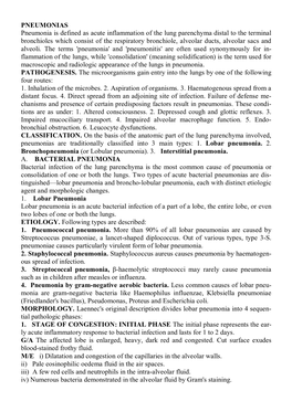 PNEUMONIAS Pneumonia Is Defined As Acute Inflammation of the Lung