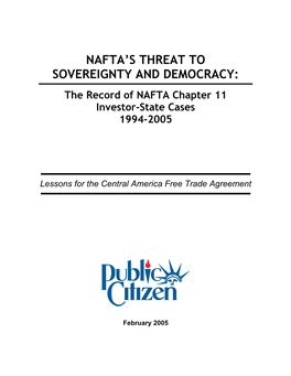 NAFTA Chapter 11 Investor-State Cases 1994-2005