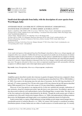 Zootaxa, Small-Sized Dicroglossids from India, With