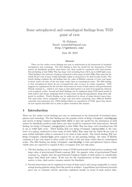 Some Astrophysical and Cosmological Findings from TGD Point of View