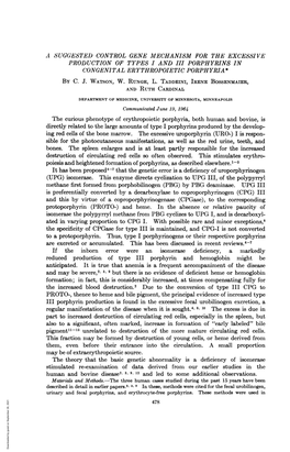 To a Protoporphyrin. Thus, Type I Porphyrinogens Or Their Respective Porphyrins Reduced Production Oftype III Porphyrin and Hemo