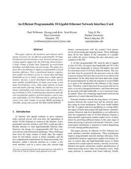 An Efficient Programmable 10 Gigabit Ethernet Network Interface Card