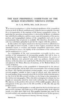 THE MAIN PERIPHERAL CONNECTIONS of the HUMAN SYMPATHETIC NERVOUS SYSTEM by T