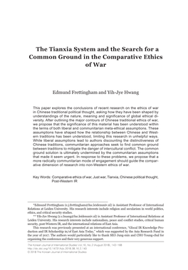 The Tianxia System and the Search for a Common Ground in the Comparative Ethics of War