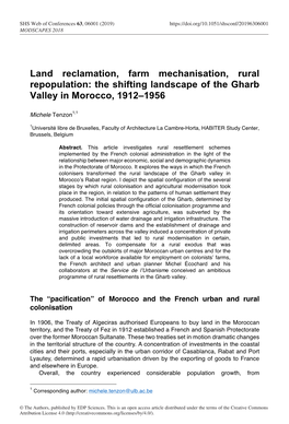 Land Reclamation, Farm Mechanisation, Rural Repopulation: the Shifting Landscape of the Gharb Valley in Morocco, 1912–1956