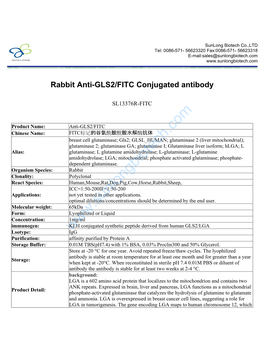 Rabbit Anti-GLS2/FITC Conjugated Antibody