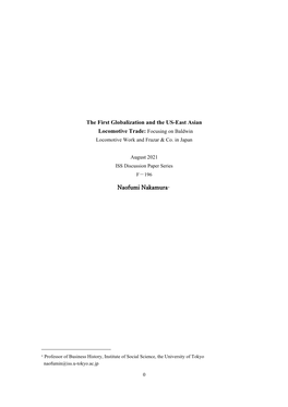 The First Globalization and the US-East Asian Naofumi Nakamura∗