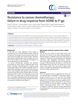 Resistance to Cancer Chemotherapy