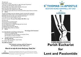 Parish Eucharist for Lent and Passiontide