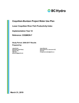 COQMON-7 | Lower Coquitlam River Fish Productivity Index