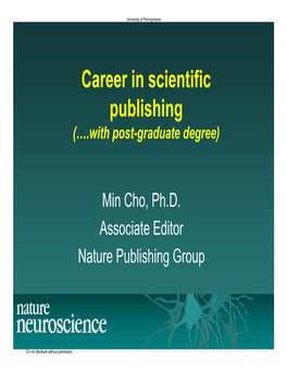 Career in Scientific Publishing (….With Post-Graduate Degree)