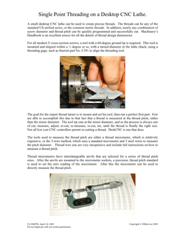 A Small Desktop CNC Lathe Can Be Used to Create Precise Threads