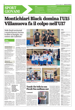 Montichiari Black Domina L'u15 Villanuova Fa Il Colpo Nell'u17