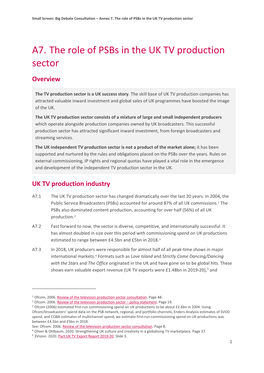 The Role of Psbs in the UK TV Production Sector