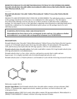 Bismuth Subsalicylate Chewable Tablets/Metronidazole