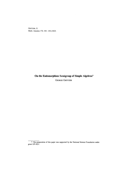 On the Endomorphism Semigroup of Simple Algebras*