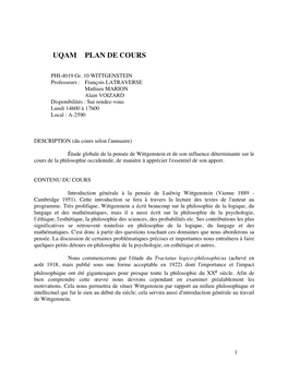 Uqam Plan De Cours