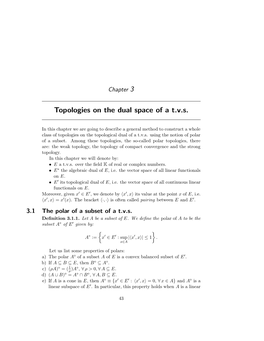 Topologies on the Dual Space of a T.V.S