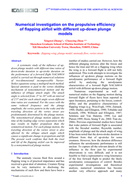 Numerical Investigation on the Propulsive Efficiency of Flapping Airfoil with Different Up-Down Plunge Models