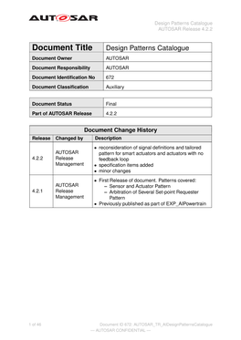 Application Design Patterns Catalogue