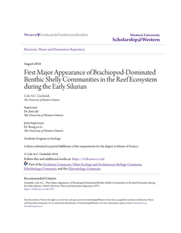 First Major Appearance of Brachiopod-Dominated Benthic Shelly Communities in the Reef Ecosystem During the Early Silurian Cale A.C