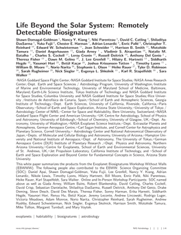 Life Beyond the Solar System: Remotely Detectable Biosignatures