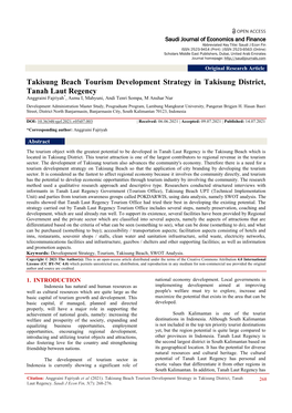 Takisung Beach Tourism Development Strategy in Takisung District, Tanah Laut Regency Anggraini Fajriyah*, Asmu I, Mahyuni, Andi Tenri Sompa, M Anshar Nur