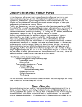 Chapter 6: Mechanical Vacuum Pumps