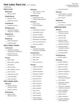 Plant List Twin Lakes