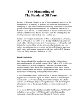 The Dismantling of the Standard Oil Trust