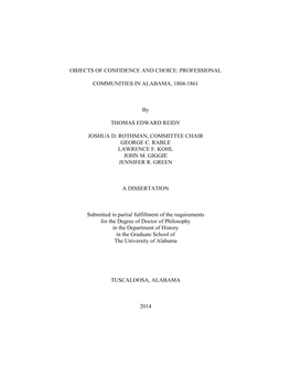 Professional Communities in Alabama, from 1804 to 1861