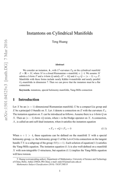Instantons on Cylindrical Manifolds 3