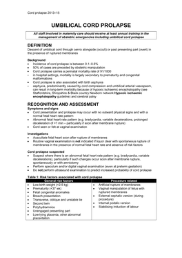 Umbilical Cord Prolapse