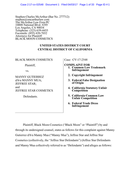 Stephen Charles Mcarthur (Bar No. 277712) Stephen@Smcarthurlaw.Com the Mcarthur Law Firm PC 10008 National Blvd