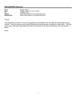 Prairie Island Section1-8 Correspondence.Doc Attachments: Prairie Island Section1-8 Correspondence.Doc