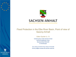 Flood Protection in the Elbe River Basin, Point of View of Saxony-Anhalt