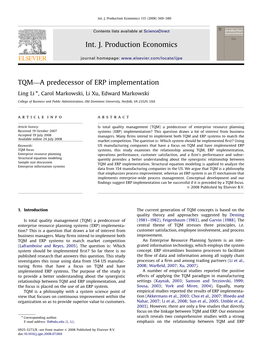 TQMﾗA Predecessor of ERP Implementation