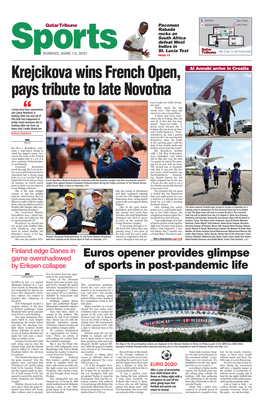 Krejcikova Wins French Open, Pays Tribute to Late Novotna
