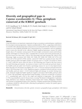 Diversity and Geographical Gaps in Cajanus Scarabaeoides (L.) Thou