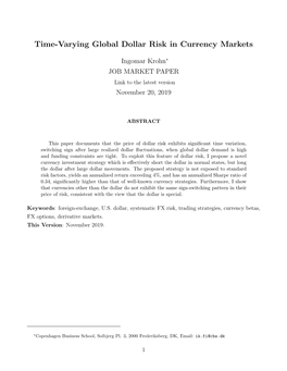 Time-Varying Global Dollar Risk in Currency Markets